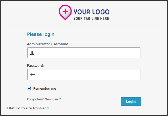 Zenario login screen