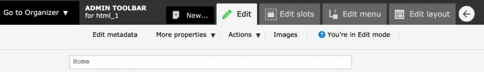 Admin toolbar screenshot Zenario 9