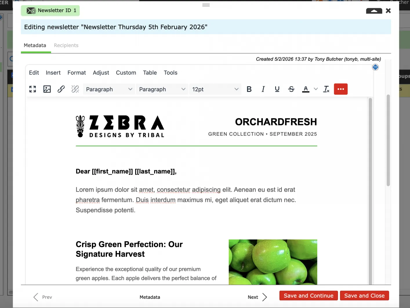 Sample Newsletter Zebra