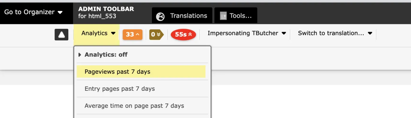 Analytics In Admin Toolbar