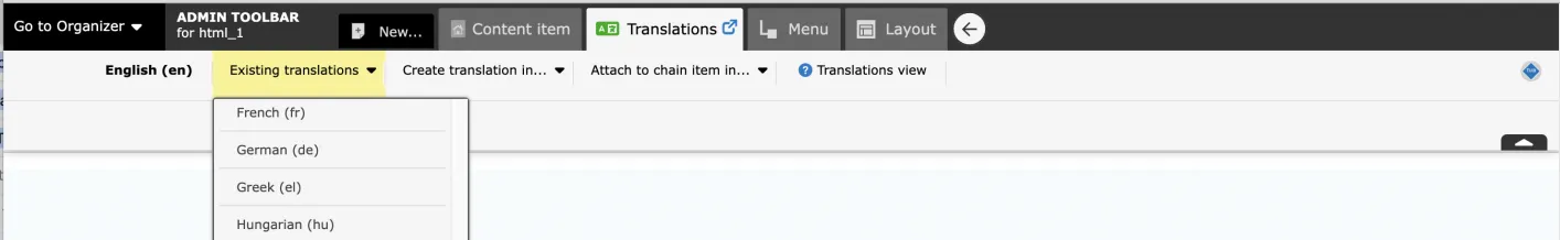 Admin Toolbar With New Translations Tab