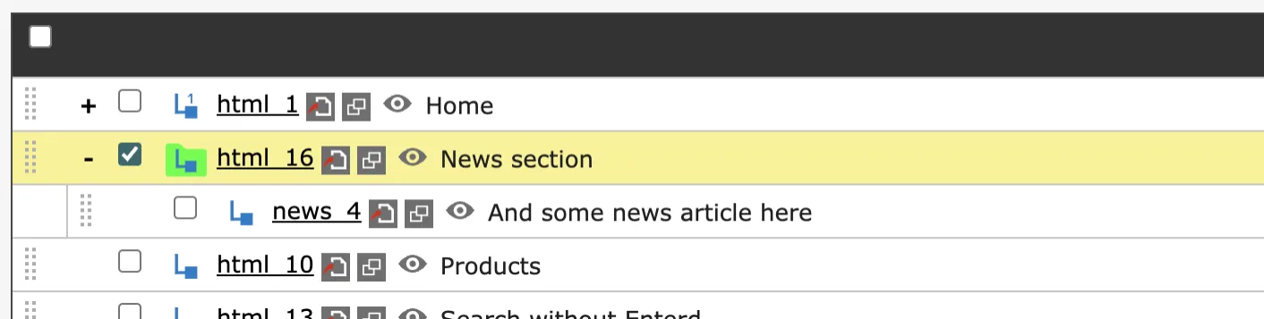 Green icon to suggest news created here